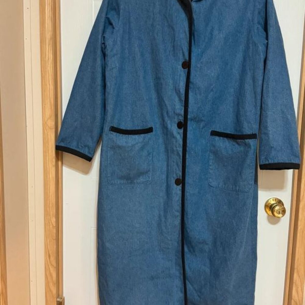 Denim & Co Long Heavyweight Denim Coat Sz L VGUC ????